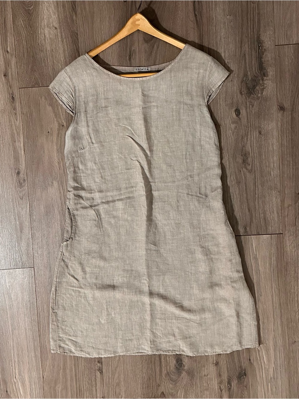 Colette Italy 100% LINEN Dress Mini Cap-Sleeve Linen Shift Lagenlook